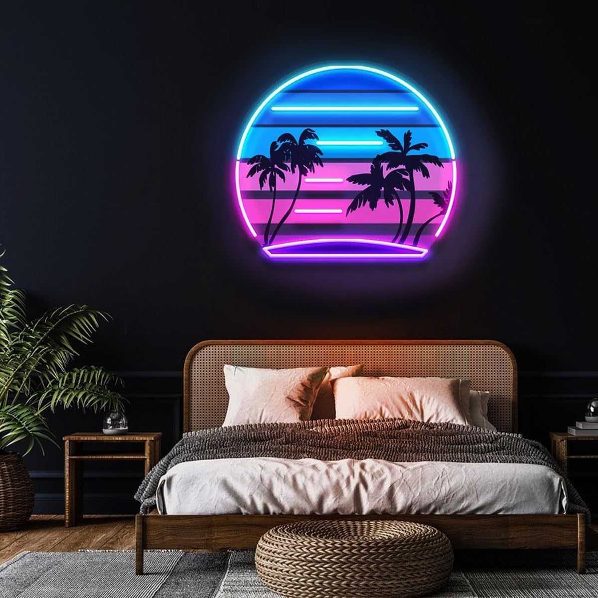 Wall Decor Lighting Tree - Tropikalny Retro Vintage Znak Neonowy LED