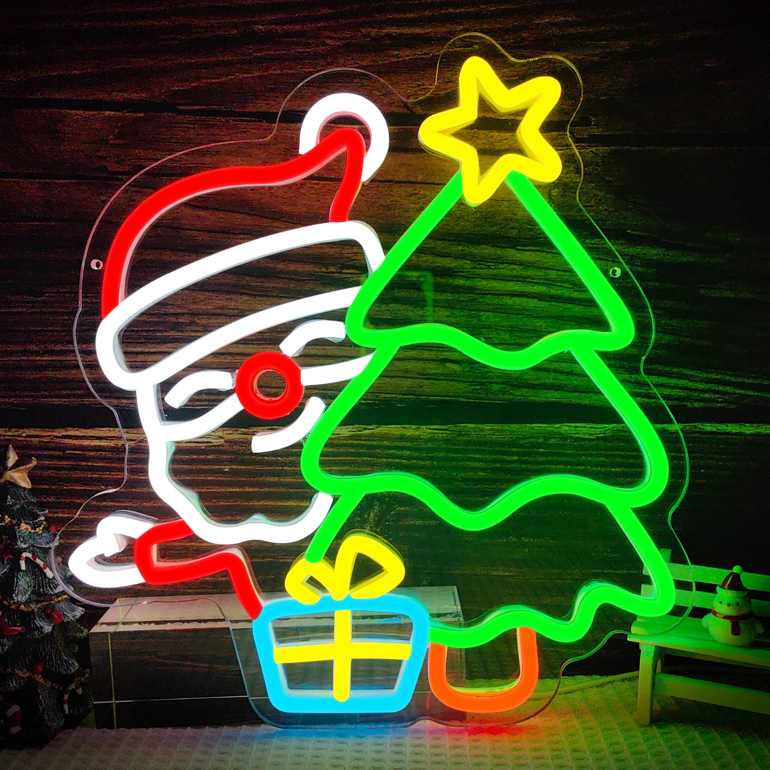 Wall Decor Lighting Tree - Neonowy znak Świętego Mikołaja do dekoracji