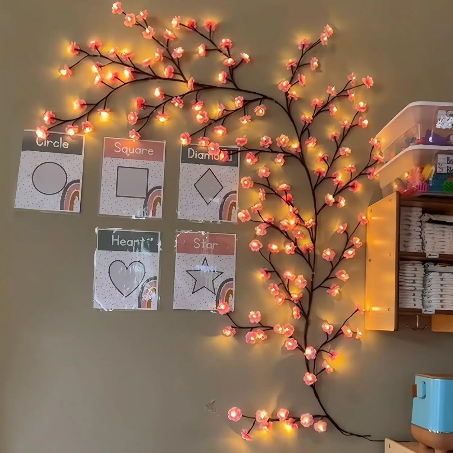Wall Decor Lighting Tree - Girlanda dekoracyjna z gałązek wiśni, willowinek