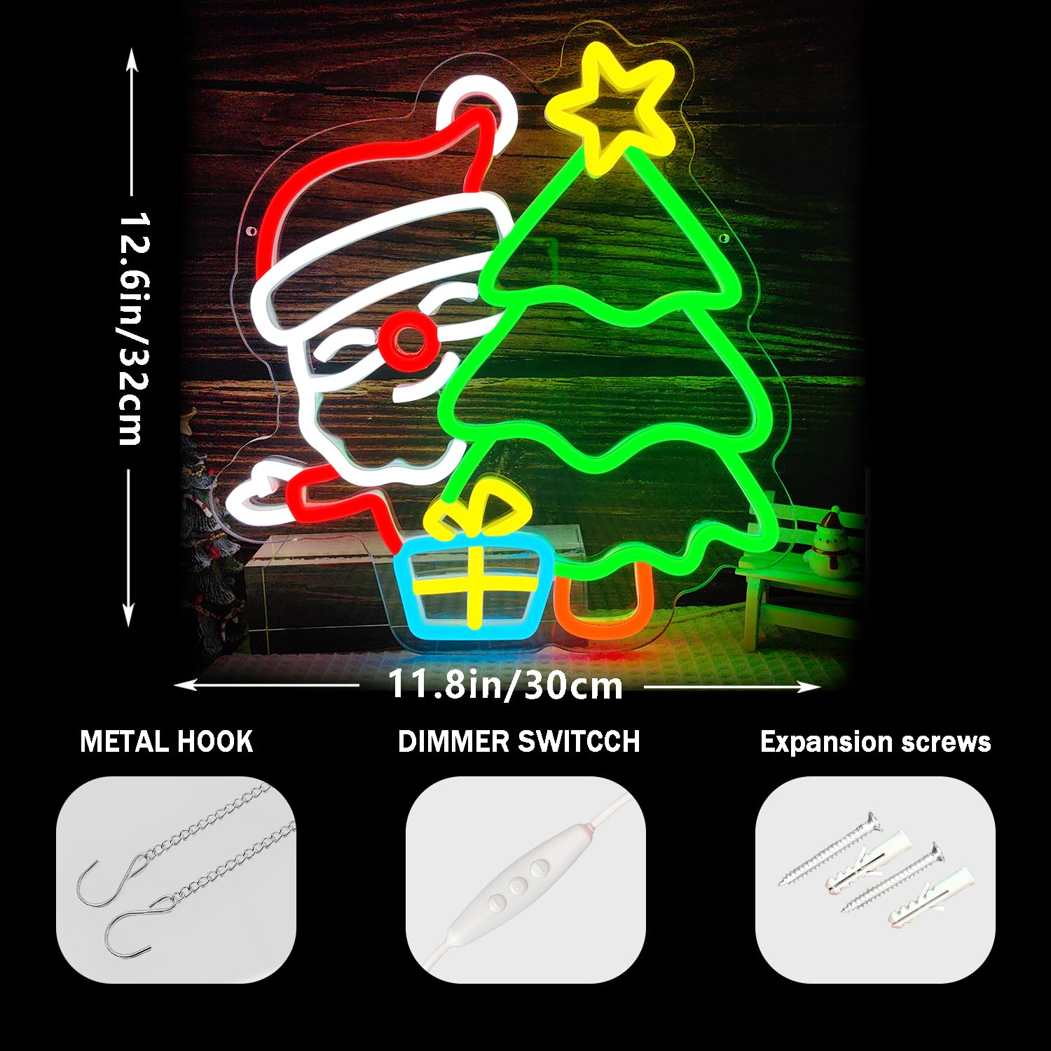 Neonowy znak Świętego Mikołaja – Wall Decor Lighting Tree recenzja i cena