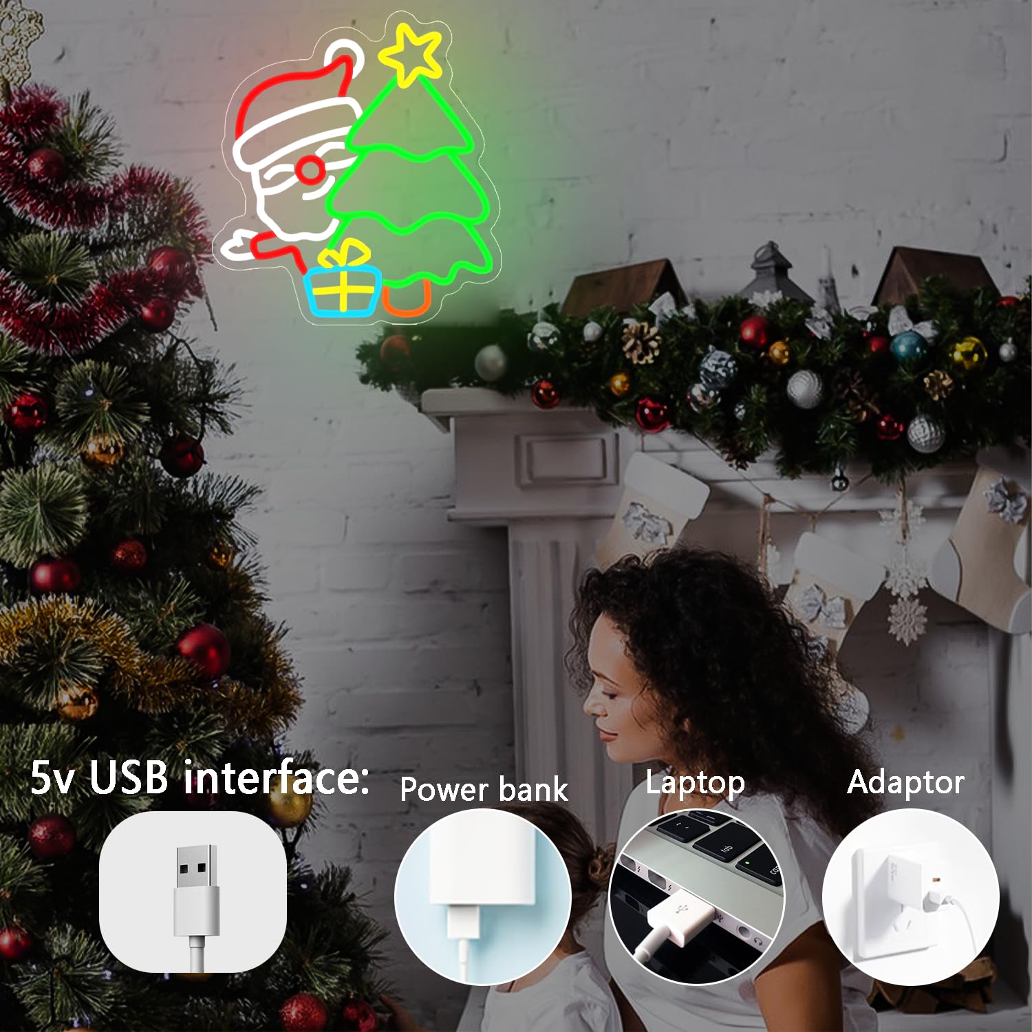 Neonowy znak Świętego Mikołaja – Wall Decor Lighting Tree recenzja i cena